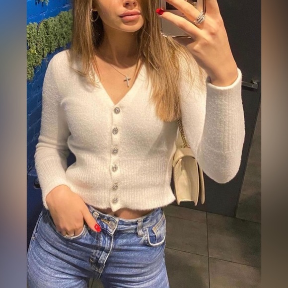 ZARA Jewel button knit cardigan 9598 197 - Picture 7 of 16